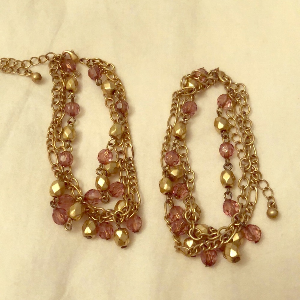 Two bracelets with three strands each